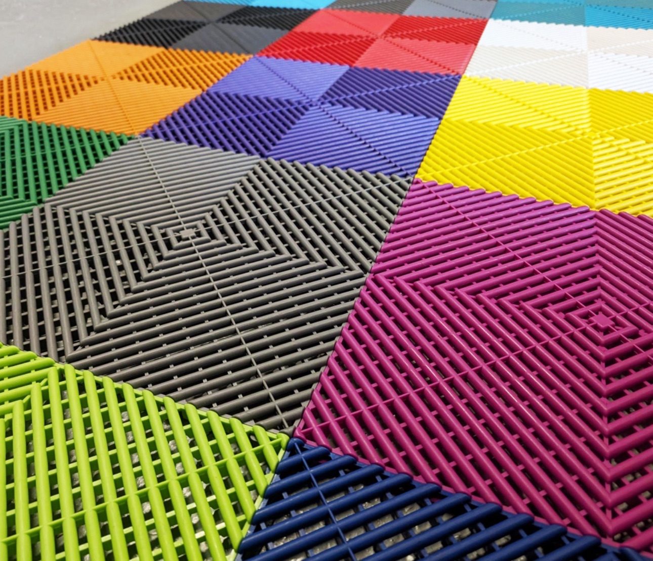 Close-up of all 15 available tile colours